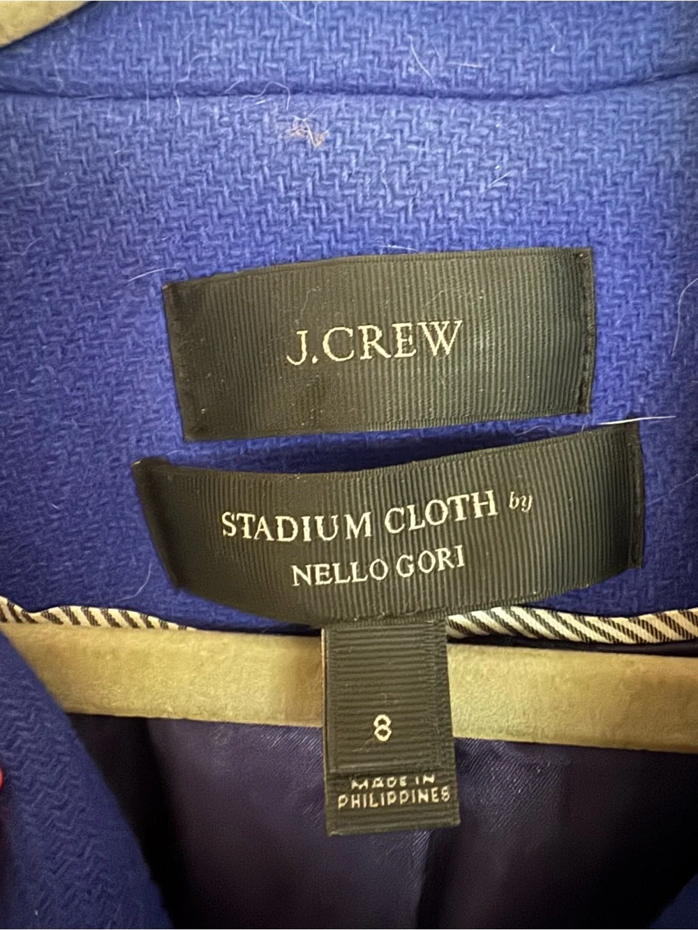 J. Crew Majesty Stadium Cloth Nello Gori Royal Blue Double-Breasted Pea Coat - Picture 4 of 8